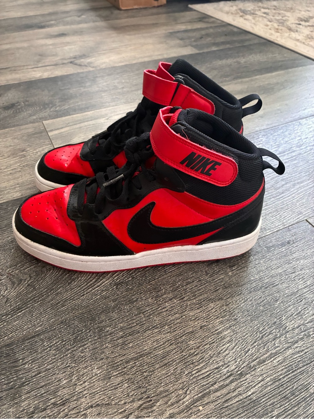 Nike Kids High-Top Sneakers in Red and Black